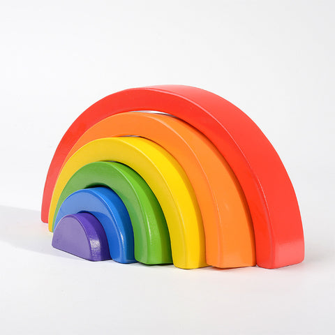 6 pieces of bright rainbow block wooden educational waldorf toys