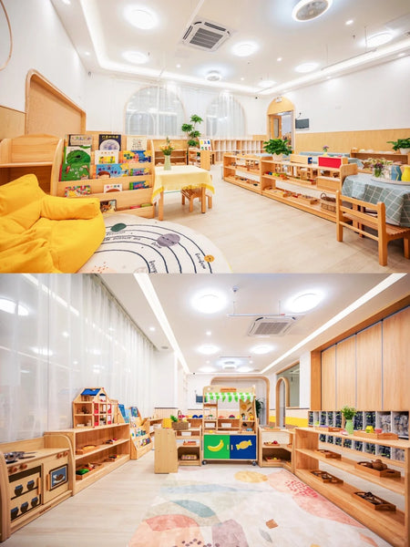 Adena Montessori 4-layer Corner Cabinet Beechwood Classroom Furniture