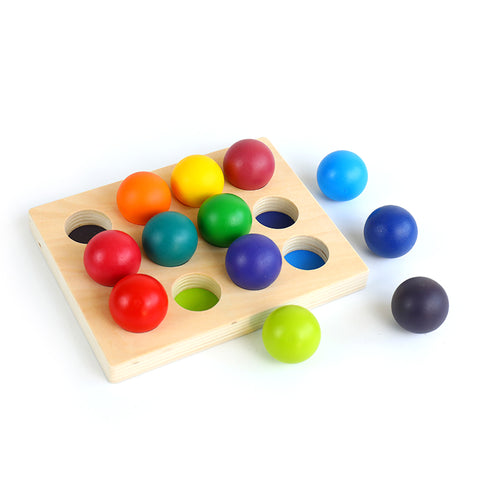 12 rainbow balls with tray