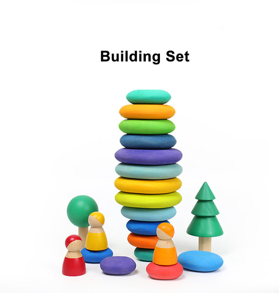 16 pcs stacking stones, wooden educational toys