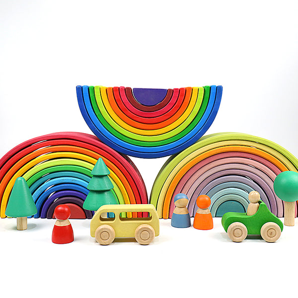 Big Rainbow block Wooden educational waldorf toys for kids