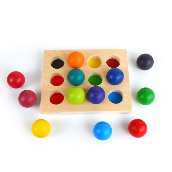 12 rainbow balls with tray