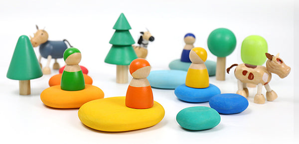 16 pcs stacking stones, wooden educational toys
