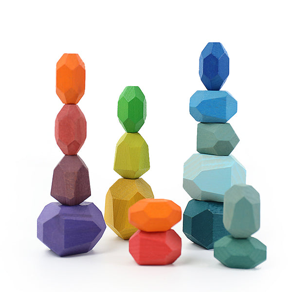16 small laminated stones, stacking stones