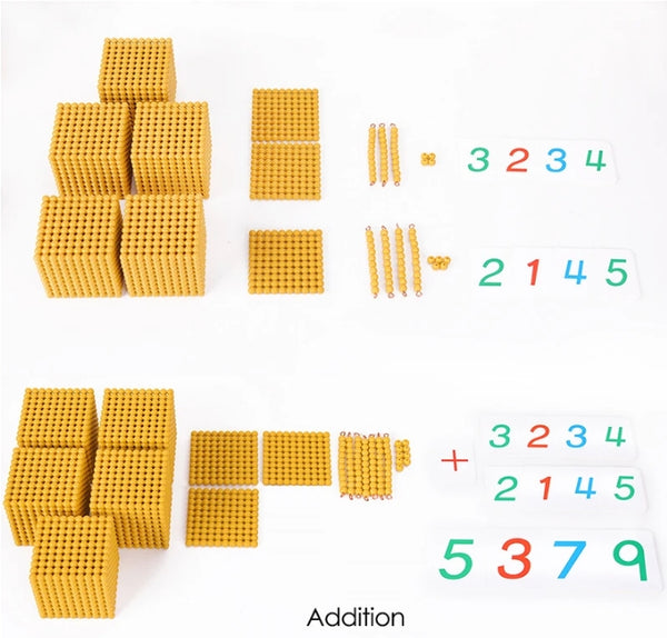 Preschool Montessori Educational Toys Golden Bead Material Bank Game Montessori at Home Mathematical Learning Tool Professional