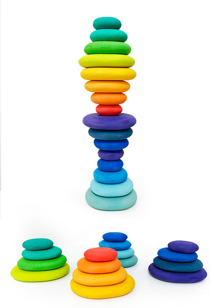 16 pcs stacking stones, wooden educational toys