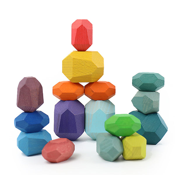 16 small laminated stones, stacking stones