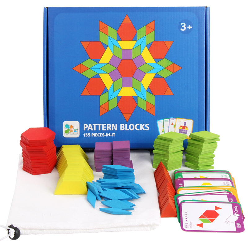 155 creative shape puzzles pattern blocks – Montessori Toys