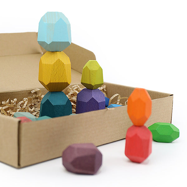 16 small laminated stones, stacking stones