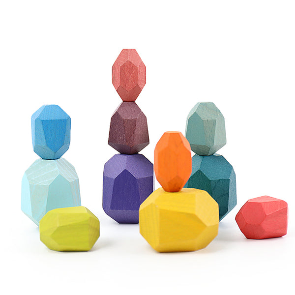 16 small laminated stones, stacking stones