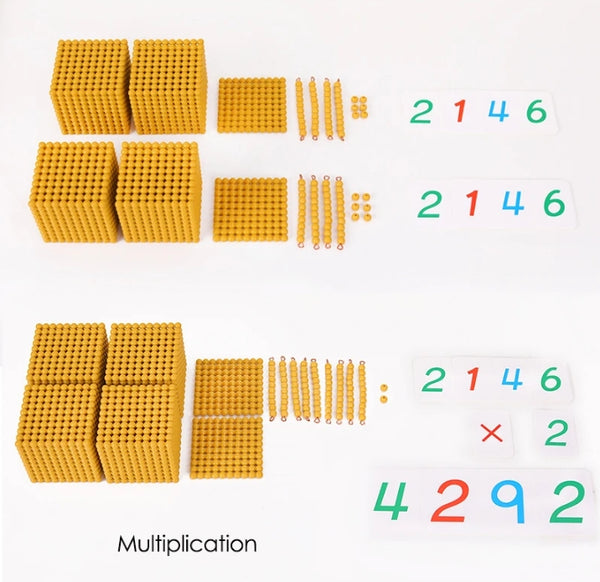 Preschool Montessori Educational Toys Golden Bead Material Bank Game Montessori at Home Mathematical Learning Tool Professional