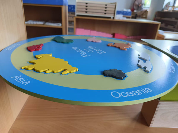 Adena Montessori Educational Materials 7 Continent Plate Wooden Toys