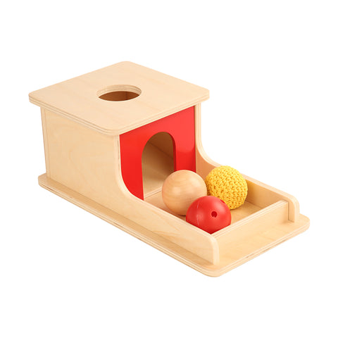 Object Permanence Box with Tray with Wood ball, Golf and Knit ball  Dia>4.5cm