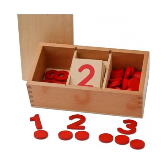 Adena Montessori Mathematical Materials Cards & Counters Children Wood Toys
