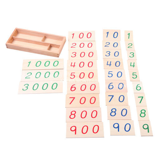 Montessori Math Materials Large Wooden Number Cards With Box (1-3000 ...