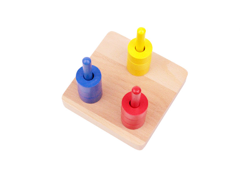 Coloured Discs on 3 Dowels Montessori toys