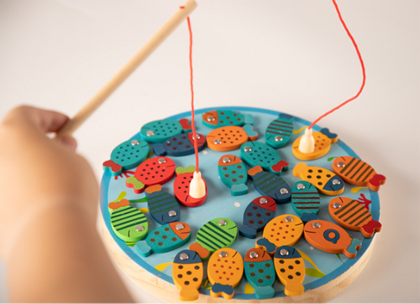 XQ296 Cat fish magnetic toy   boys and girls fish fishing play house wooden toy factory direct sales