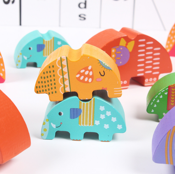 XQ51 Elephant balance beam   building blocks parent-child game   children's Jenga stacks of high building blocks seesaw toy