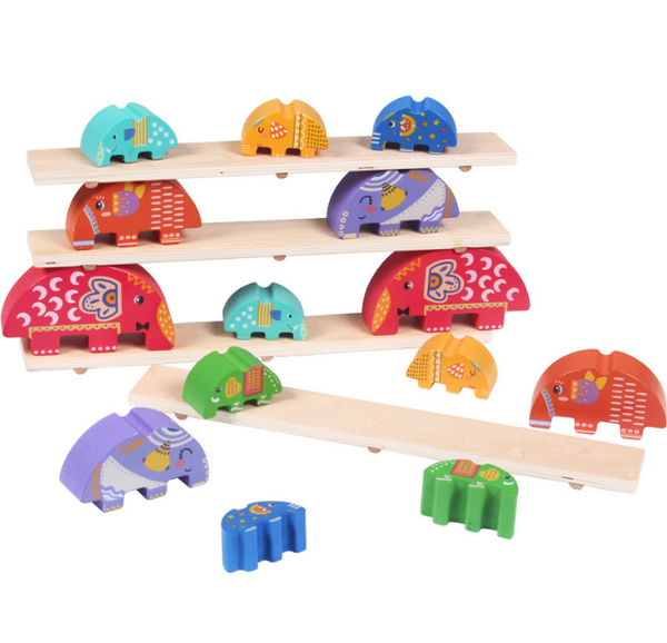 XQ51 Elephant balance beam   building blocks parent-child game   children's Jenga stacks of high building blocks seesaw toy