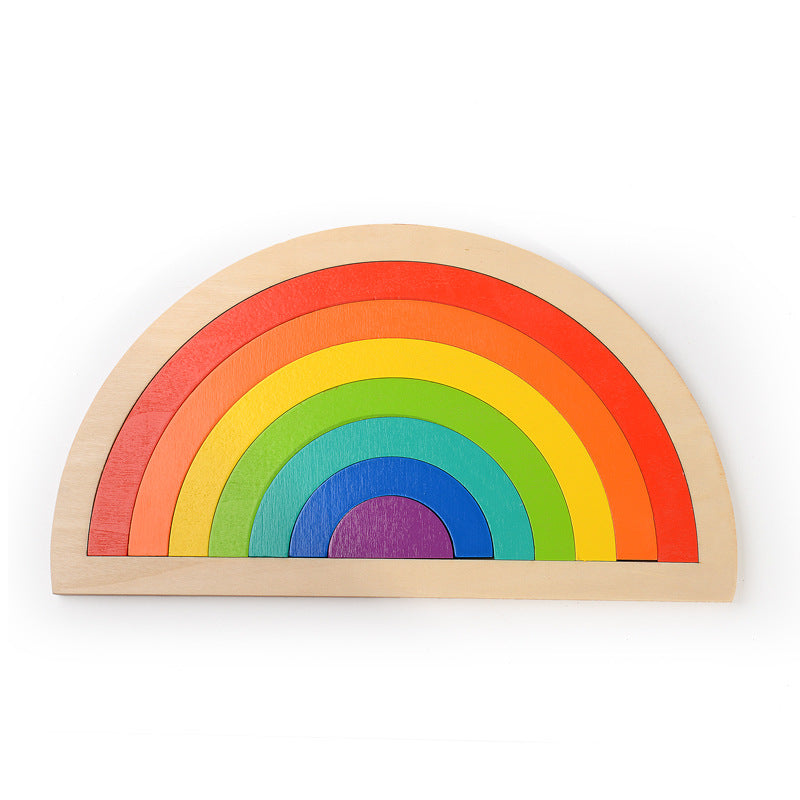 Rainbow puzzle (5 pcs a set), wooden puzzle, educational toys