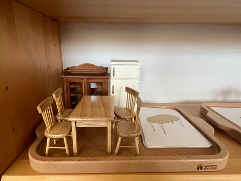 Objects With Similar Matching Cards -Dinning Room Materials and Cards with wooden tray