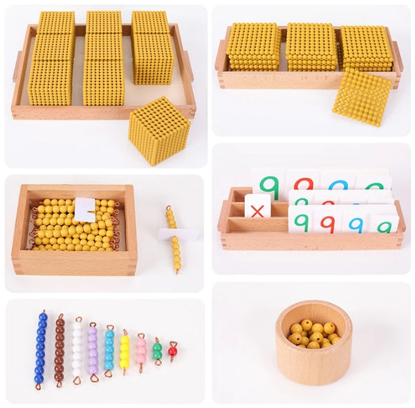 Preschool Montessori Educational Toys Golden Bead Material Bank Game Montessori at Home Mathematical Learning Tool Professional