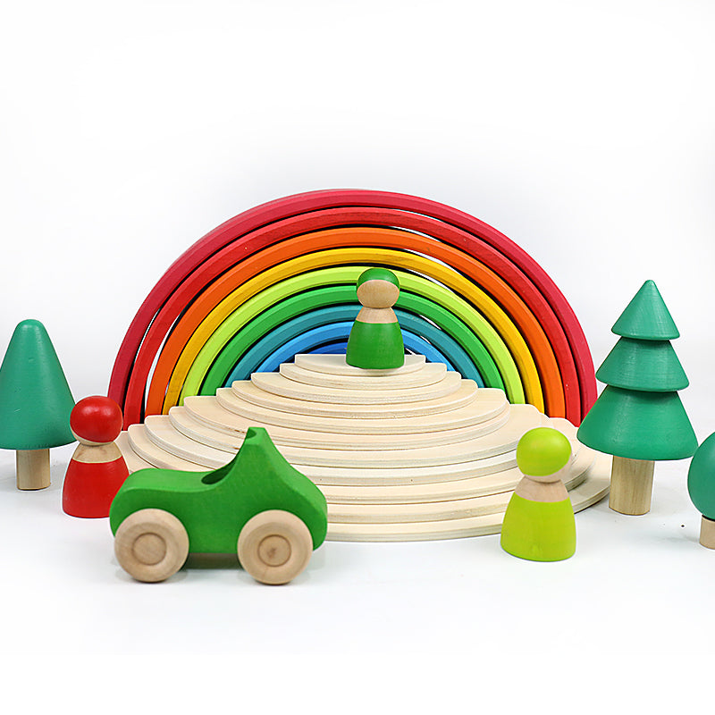 Big Rainbow block Wooden educational waldorf toys for kids