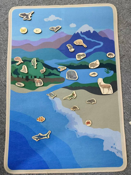 Adena Montessori Educational Materials Land and Water Mat