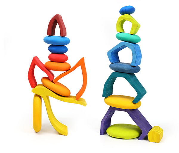 16 pcs stacking stones, wooden educational toys