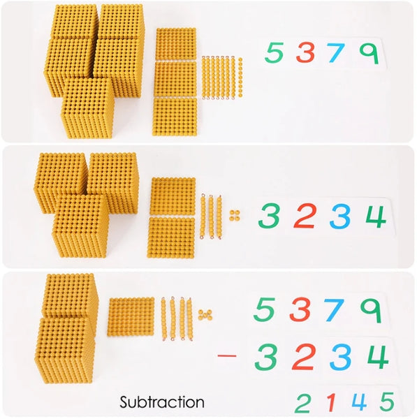 Preschool Montessori Educational Toys Golden Bead Material Bank Game Montessori at Home Mathematical Learning Tool Professional