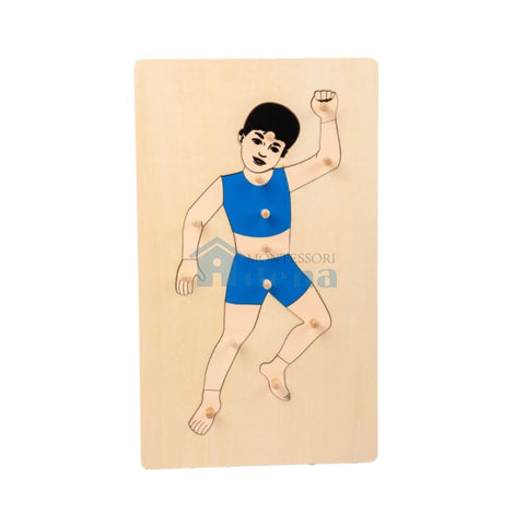 Adena Montessori Children Wood Toys Parts of the Body Puzzle- Boy