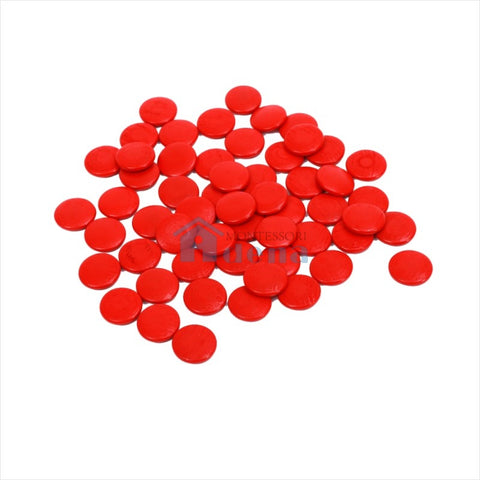 Adena Montessori Mathematical Materials Set of 55 Red Wooden Counters
