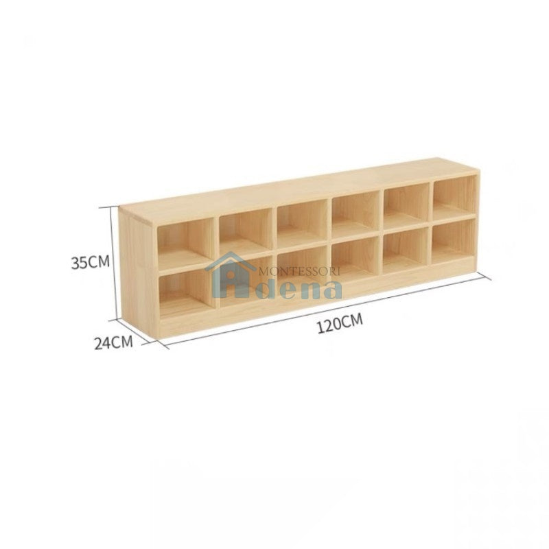 Adena Montessori 12 Grid Shoe Cabinet Pinewood