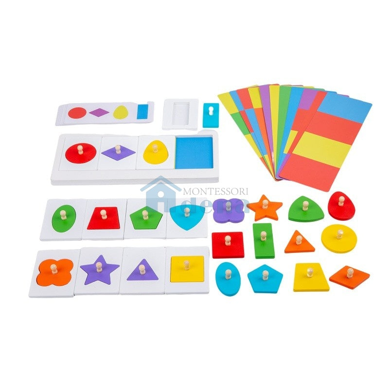 Adena Montessori Educational Wooden Toys Color Shapes  Puzzle
