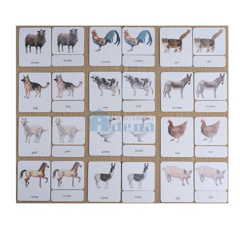 Farm Animals 3-Part Cards English w/ Stand