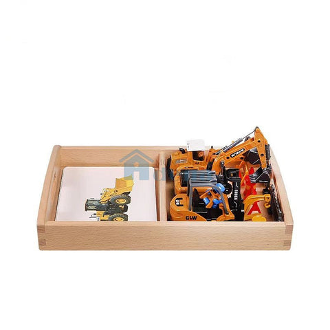 Objects With Similar Matching Cards -Engineering Vehicle wooden tray
