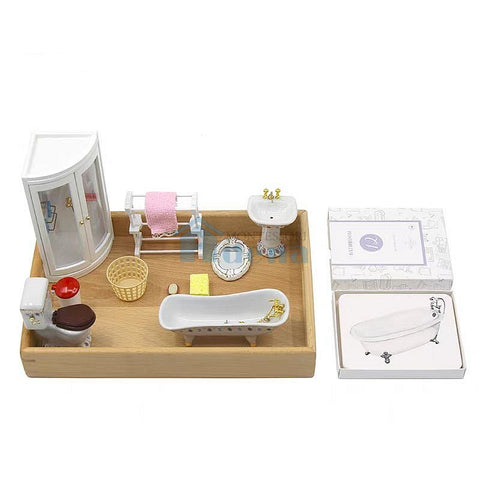 Objects With Similar Matching Cards -Bathroom Tools with wooden tray