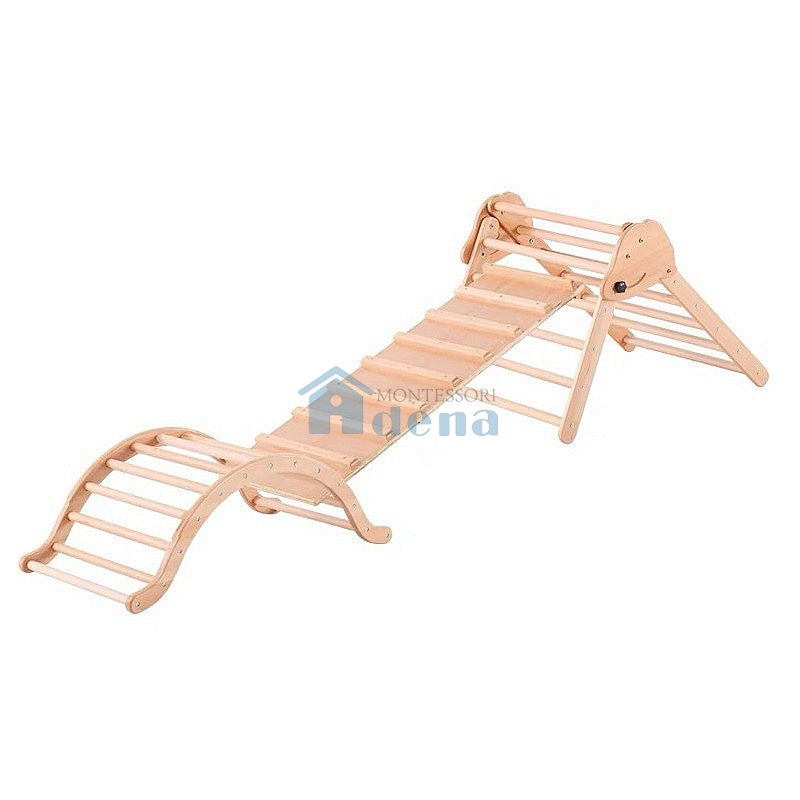 Adena Montessori 3 Piece Set of Climbing Frame and Plate Assembly Beechwood