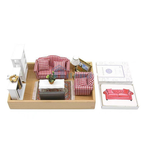 Objects With Similar Matching Cards -Living room tools with wooden tray