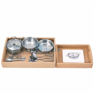 Objects With Similar Matching Cards -cooking tools  with wooden tray