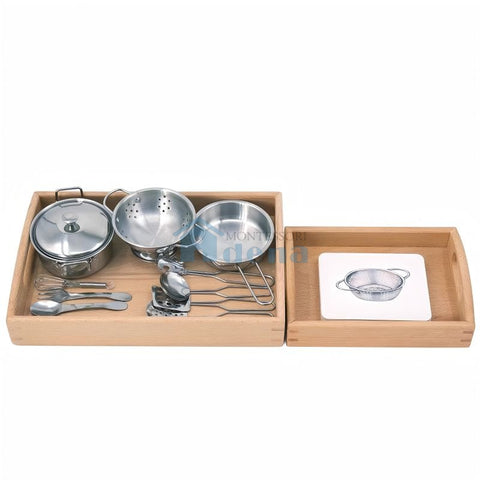 Objects With Similar Matching Cards -cooking tools  with wooden tray