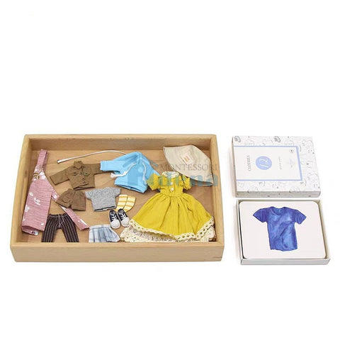 Objects With Similar Matching Cards -cloth with wooden tray