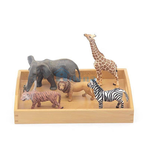 Replicas Objects -Wild Animals with wooden tray