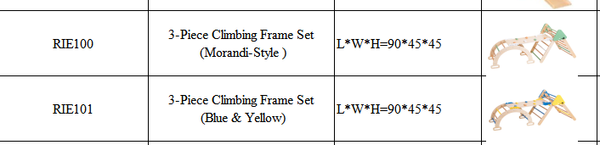 3-Piece Climbing Frame Set  (Morandi-Style ) L*W*H=90*45*45