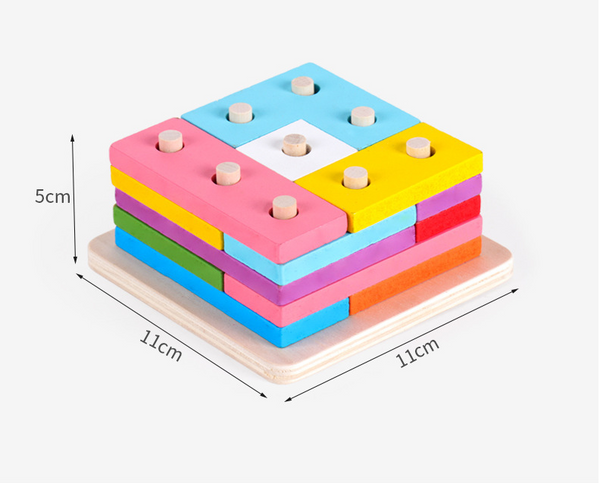 Tetris blocks early education enlightenment set of pillars toy wooden puzzle geometric shape pairing