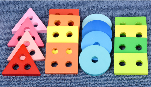 XQ150 Infant and young children’s educational early education 1-2-3 years old 6 boys and girls baby set column geometric shape matching building block toy