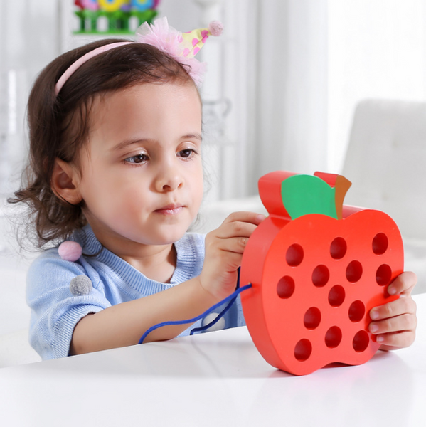 XQ280 Apple Watermelon Pineapple Strawberry threading children's hands-on toys 2-6 years old factory direct sales