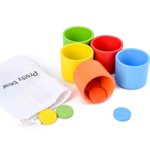 XQ312  Color classification cups, Kindergarten board games, wooden toys, development of children's educational multifunctional toys