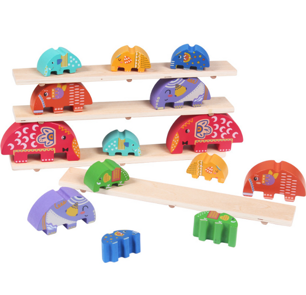 XQ51 Elephant balance beam 　 building blocks parent-child game 　 children's Jenga stacks of high building blocks seesaw toy