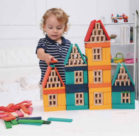 XQ517 300PCS tower building blocks children's creative wooden educational toys factory direct sales